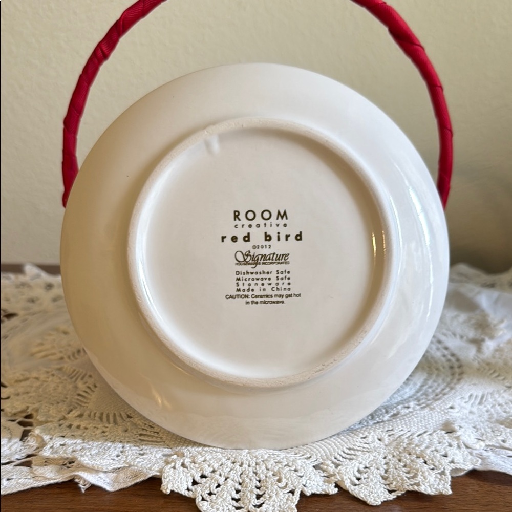 Red Bird Room Creative Signature Housewares Ceramic 6 Plates with Stand - Picture 2 of 3